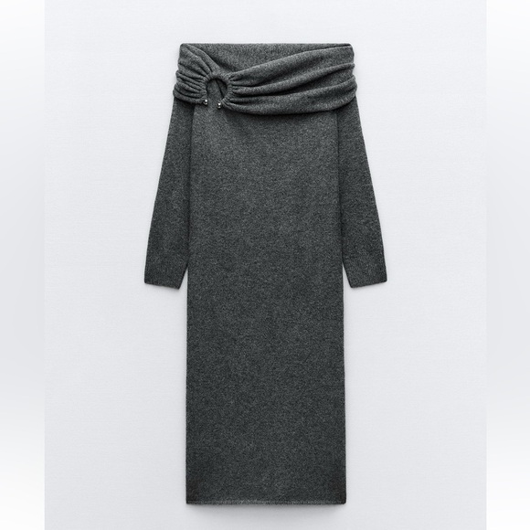 NWT ZARA DRAPED KNITWEAR DRESS - Picture 6 of 8